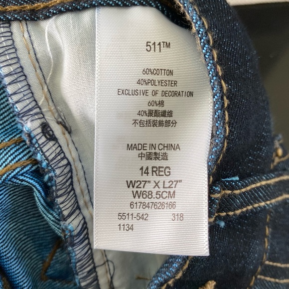 Levi's 511 Straight SLIM Fit Dark Wash Jeans 14 reg New without tag - Picture 3 of 7